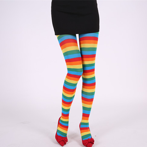 Picture of Halloween Christmas Striped Stockings Party Costume Accessories Over-the-Knee Stockings Striped Pantyhose
