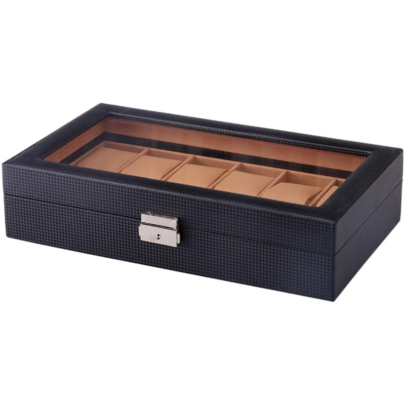 12 Watch Box Edition Carbon Fiber Brown PU Leather Watch Packaging Box Watch Storage Display Box New Product