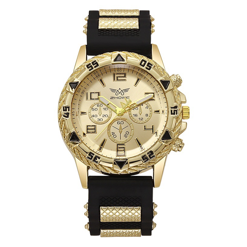 New Cross-Border Watch Silicone Band Blue Light Glass Men's Watch Foreign Trade Hot Selling Quartz Watch Sports Large Dial Watch