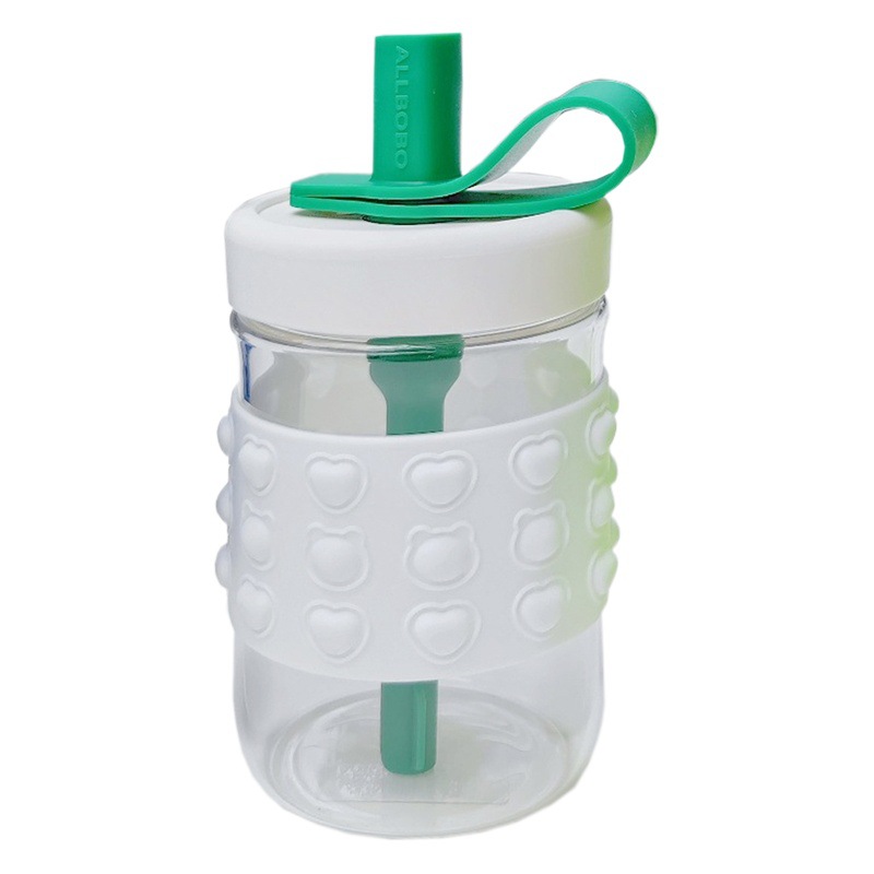 Simple glass cup trend fashion portable student suction tube Cup Anti-scalding office girls work couple Cup wholesale
