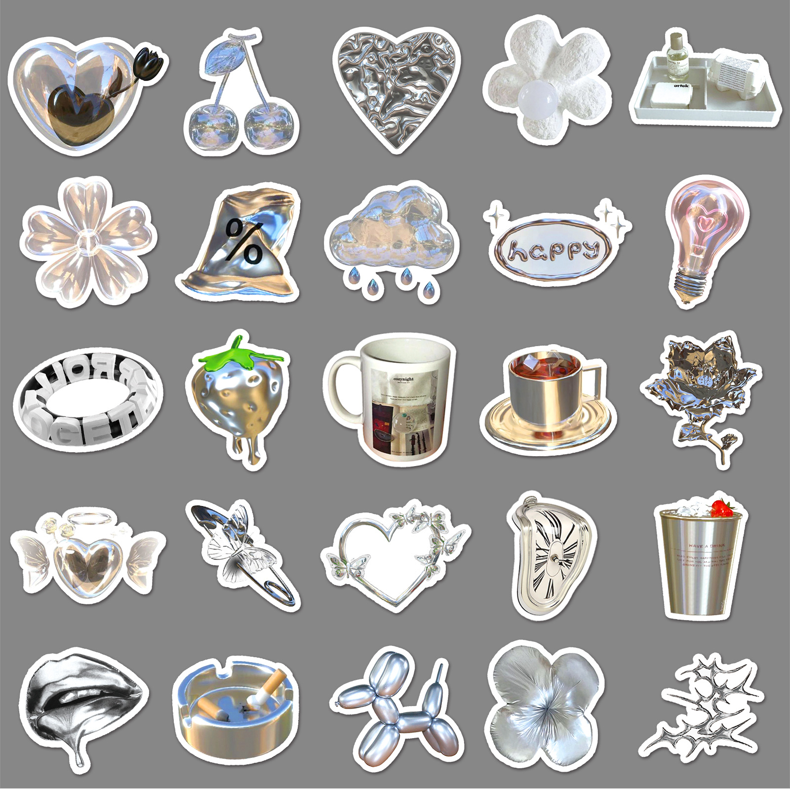 Picture of 50 silver ins style graffiti hand account goo card small fresh DIY mobile phone case luggage sticker waterproof sticker