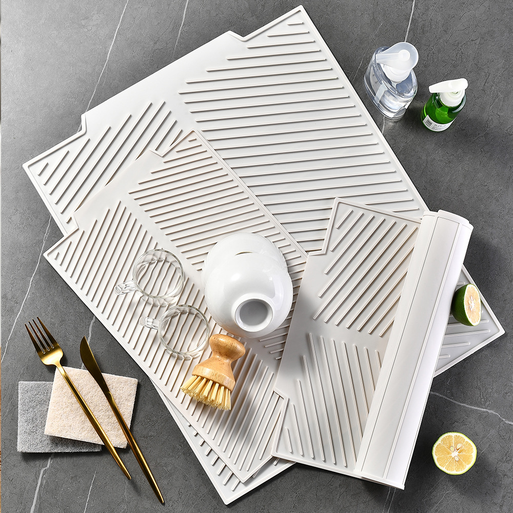 Kitchen Countertop Silicone Drying Mat Placemat Dining Table Insulation Mat Pool Side Tableware Drying Mat Bar Counter Non-slip Drying Mat