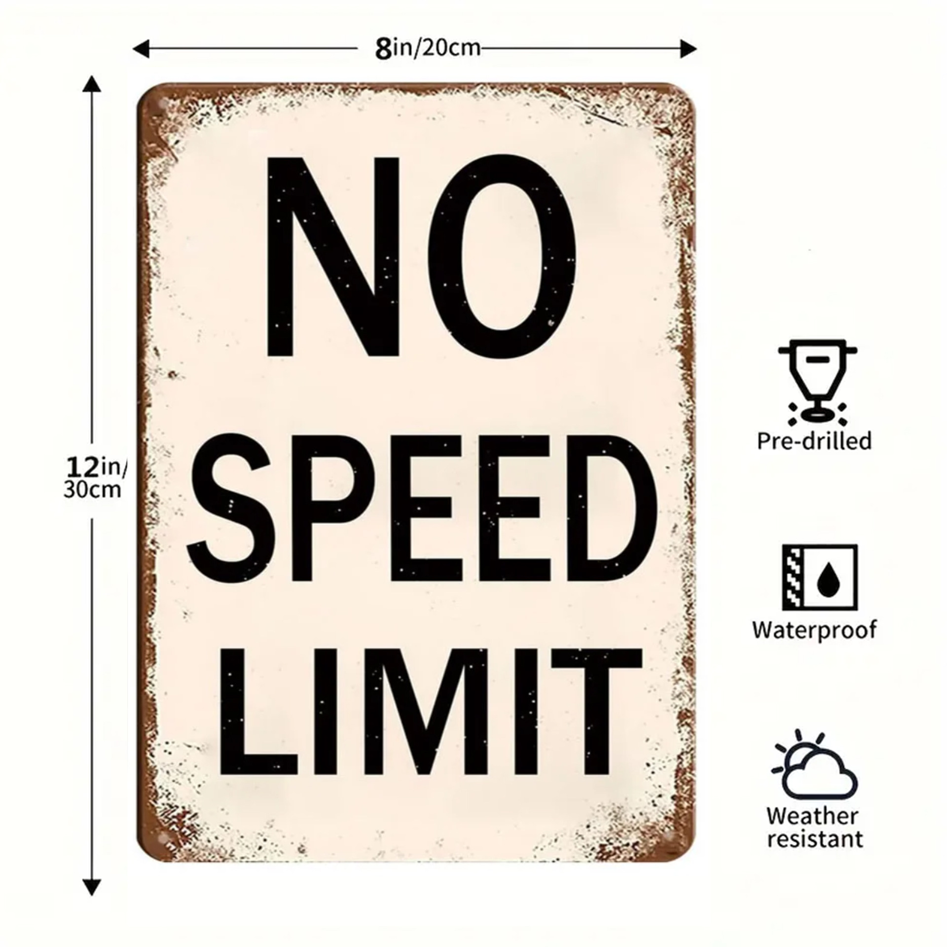 Picture of Retro No Speed Limit Sign Poster American Iron Painting Cross-Border Best-Selling Bar Cafe Wall Decoration