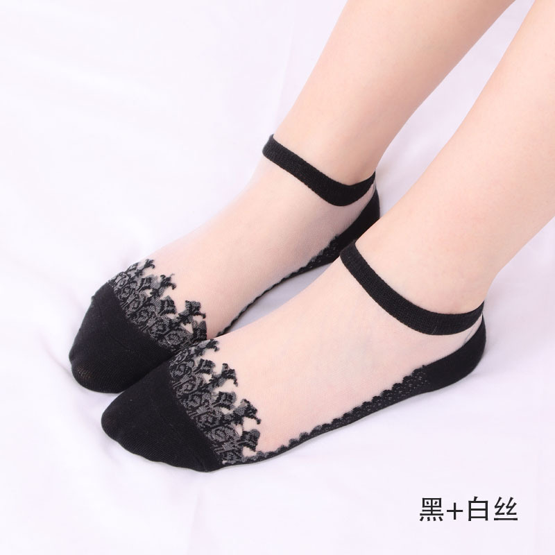 Picture of Jacquard Cool Transparent Crystal Glass Stockings Women's Short Socks Women's Summer Thin Invisible Socks Boat Socks Wholesale