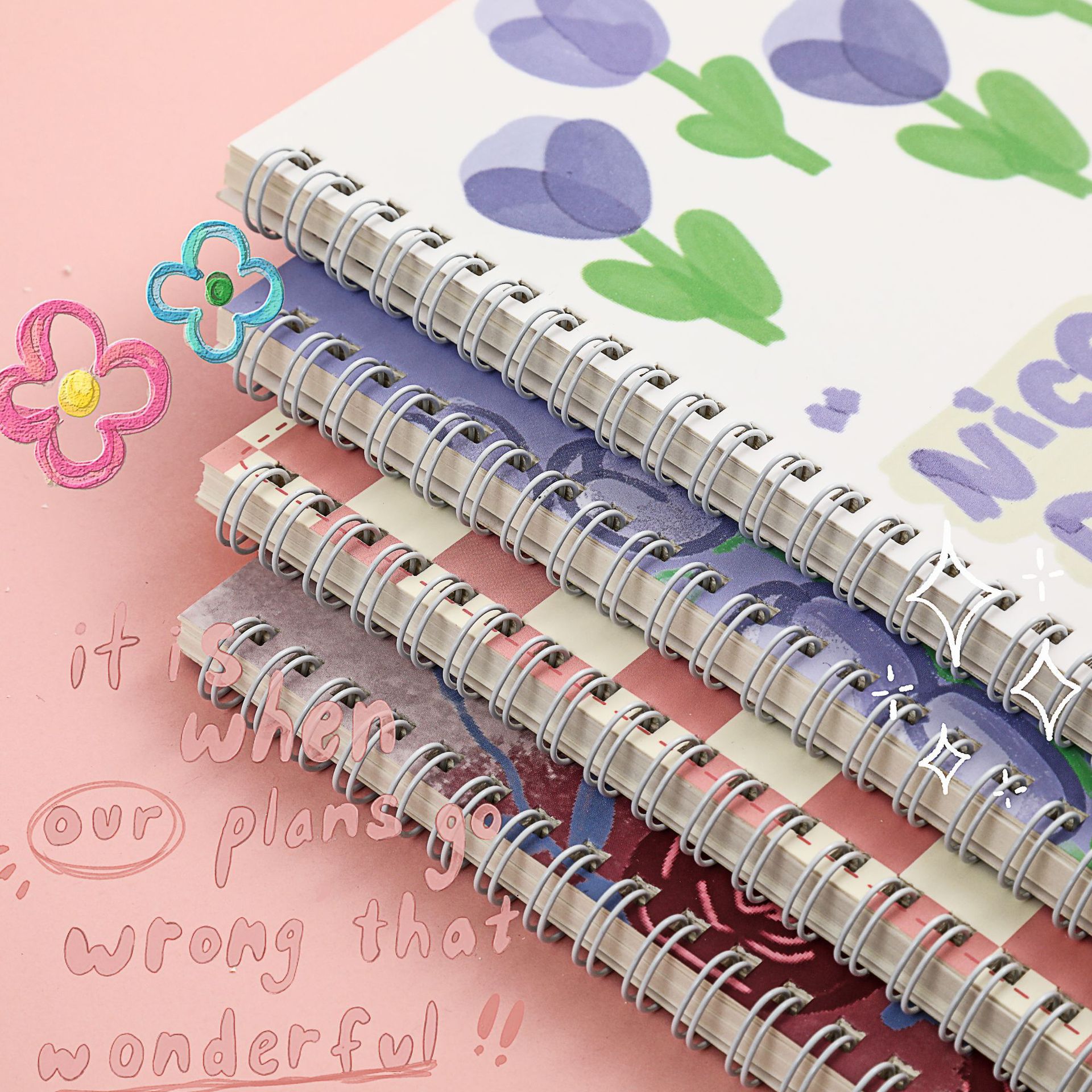Picture of Cute high-value small fresh flower coil notebook notebook horizontal line inner page student notepad wholesale