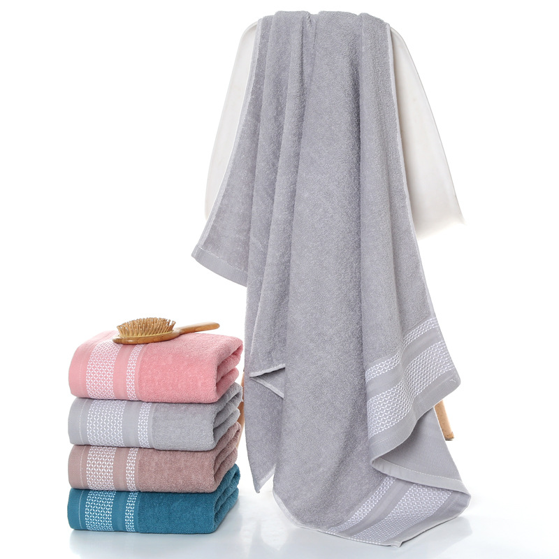 Picture of Manufacturer's Jacquard Bath Towel Pure Cotton Wholesale Household a Pure Color Absorbent Lint-Free Soft Enlarged Towel Pure Cotton Bath Towel