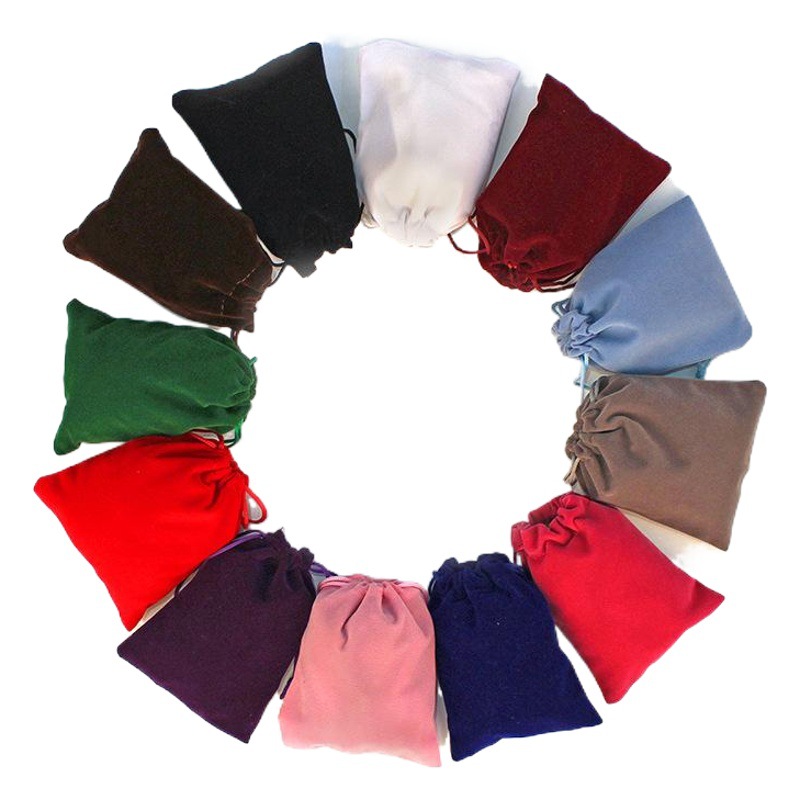 Velvet Bag Drawstring Flap Pocket Pants Black Jewelry Bag Jewelry Gift Printed Logo Packaging Drawstring Seal Velvet Bag Customization