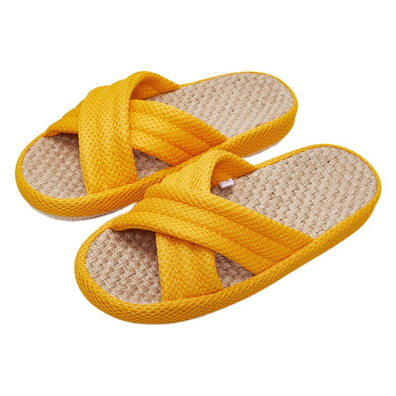 Premium Japanese Linen Slippers for Women, Spring and Autumn Silent Wooden Floor Slippers for Indoor Home Use, Couples, Men, Non-Slip, Odor-Resistant