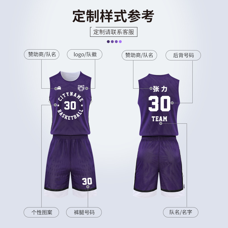 Picture of Basketball Clothes suit Men's Summer American Games Sports Training North Carolina Blue Double-Sided Basketball Jersey Students