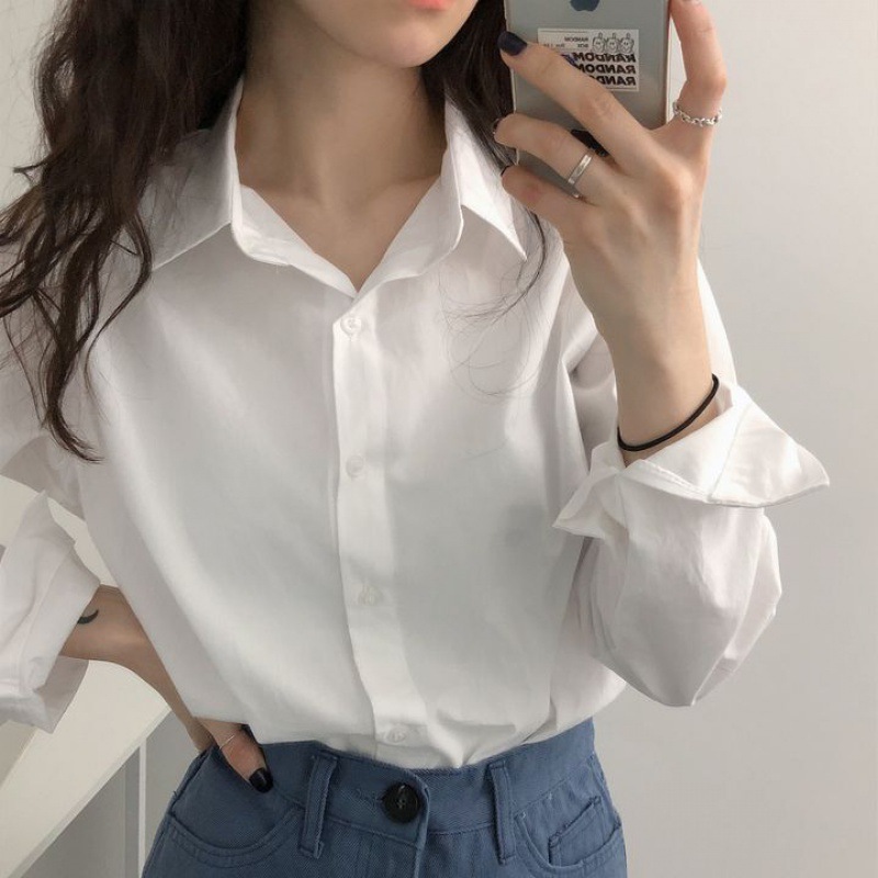 Picture of In stock Spring and Autumn new pure color Korean style long-sleeved shirt women's design sense niche versatile casual shirt jacket