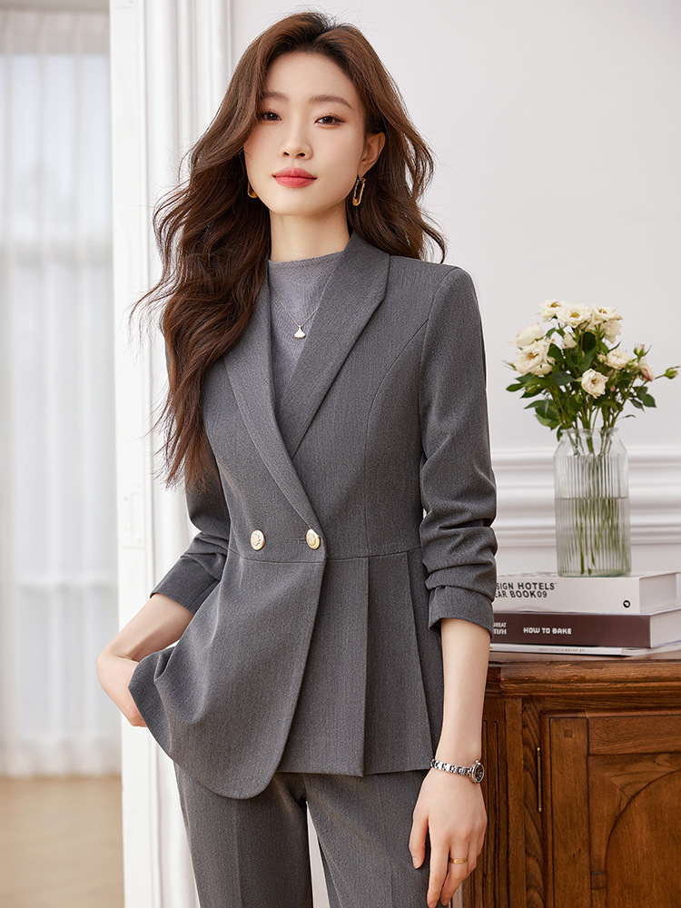 Picture of Black Small Suit Jacket Women's 2023 New Spring and Autumn High-grade Professional Two-piece Suit Elegant Casual Suit