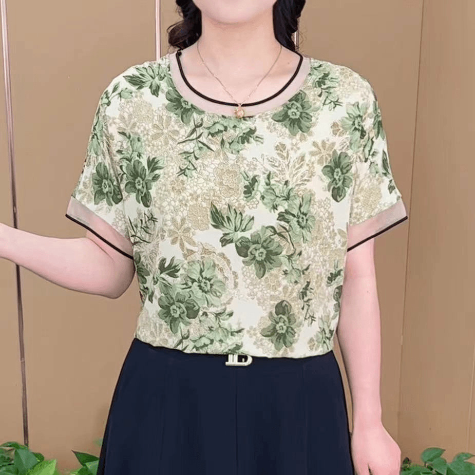 Picture of Summer New 2024 Age-reducing Printing Fashion Loose Elegant Light Luxury Thin Short-sleeved Shirt Women's Trendy