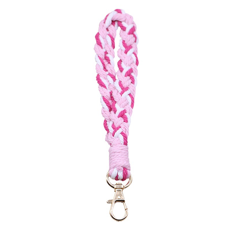 Cross-border new color cotton rope woven key chain wrist strap mobile phone anti-lost lanyard cute wind bag pendant