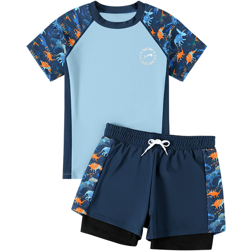 Picture of Noble Bird children's swimsuit boys' two-piece boys' middle and big children's swimsuit new swimming trunks swimsuit set equipment wholesale