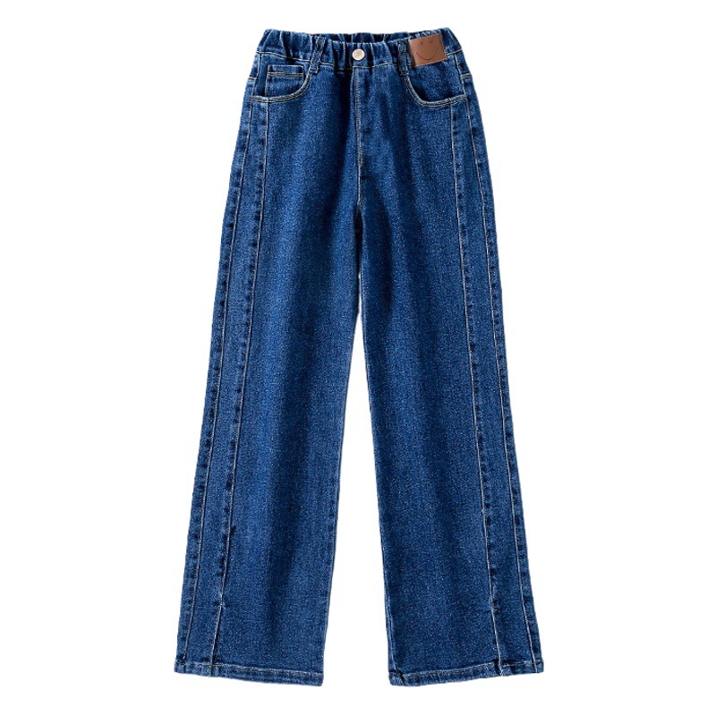 Girls' Trousers Cross-border Korean Style Trouser Stretch Wide Leg Denim Trousers 2024 Spring Amazon Children's Fashion