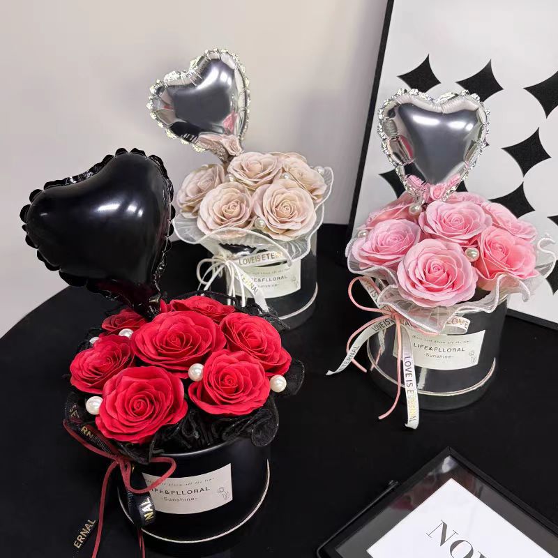 Flower Hug Bucket Flower Arrangement Bucket Confession Balloon Flower Packaging Materials DIY Eternal Flower Artificial Hug Bucket