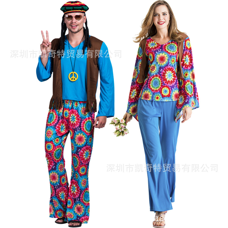 Europe and the United States 70 s country singer cosplay hip hop singer retro trumpet trousers couples men and women with the same style