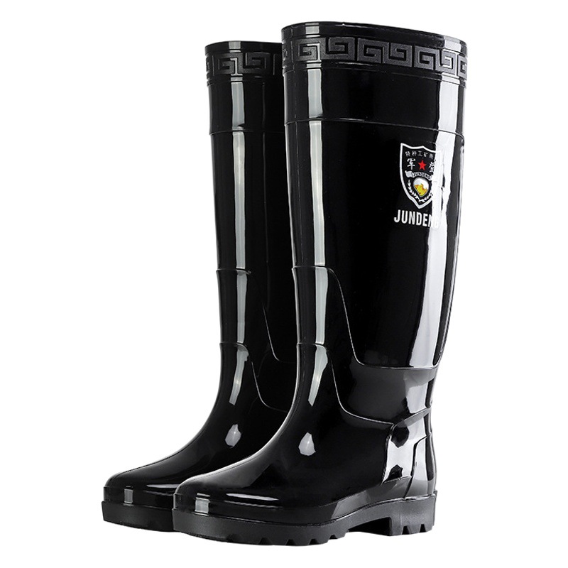 New 3537 Black High 45CM Rain Shoes Men's Long Tube Construction Site Labor Protection PVC Water Shoes Waterproof