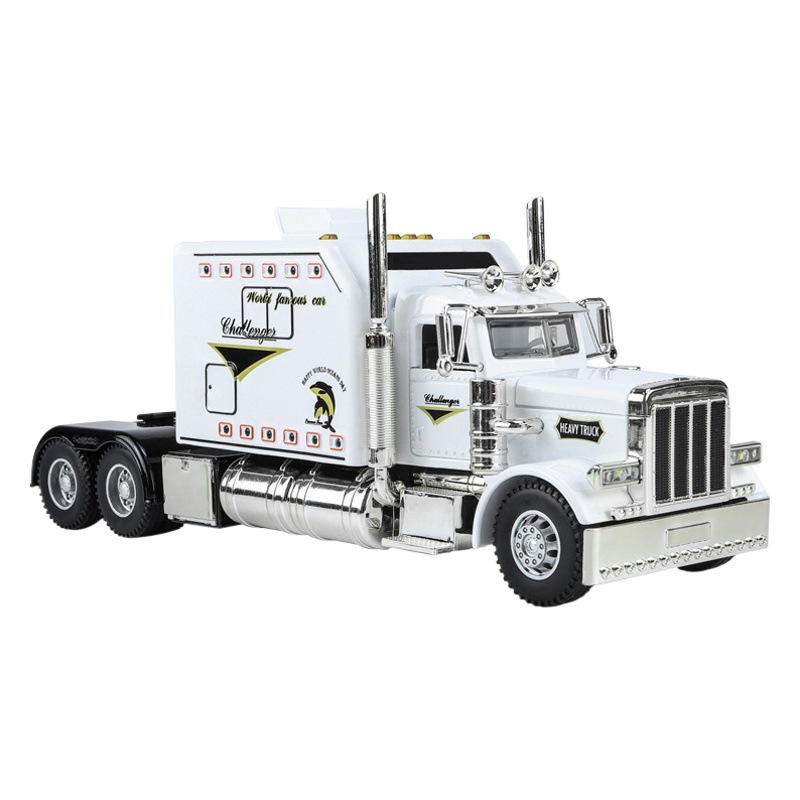 1:24 Bilt 389 American trailer alloy car model pull back sound and light children's toys cross-border hot sale products