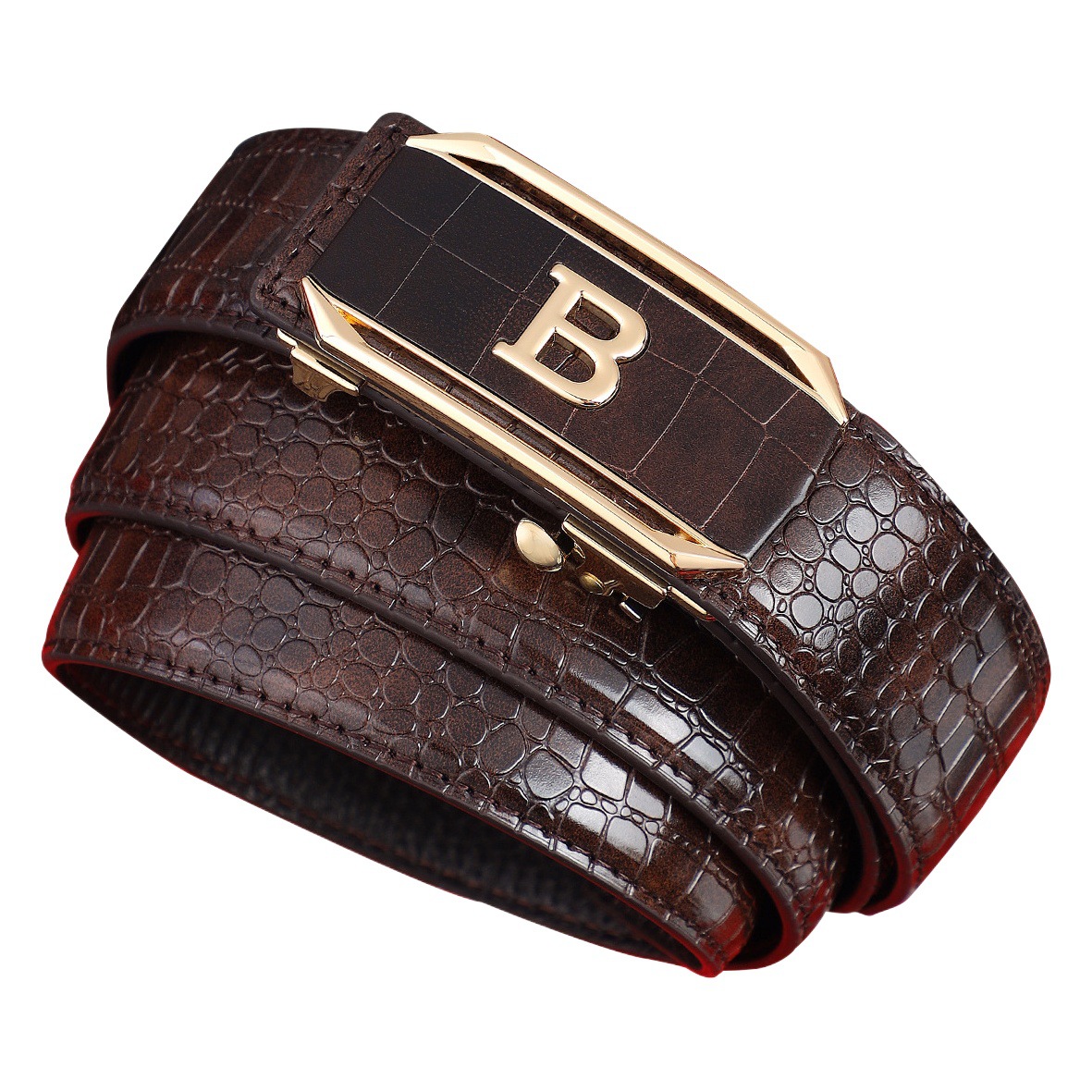 Men's belt new crocodile pattern leather automatic buckle fashion all-match Belt young and middle-aged casual business pants belt fashion