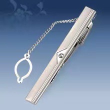 Picture of Metal tie clip men's suit chain 140 simple flower type business atmosphere with drill tie clip