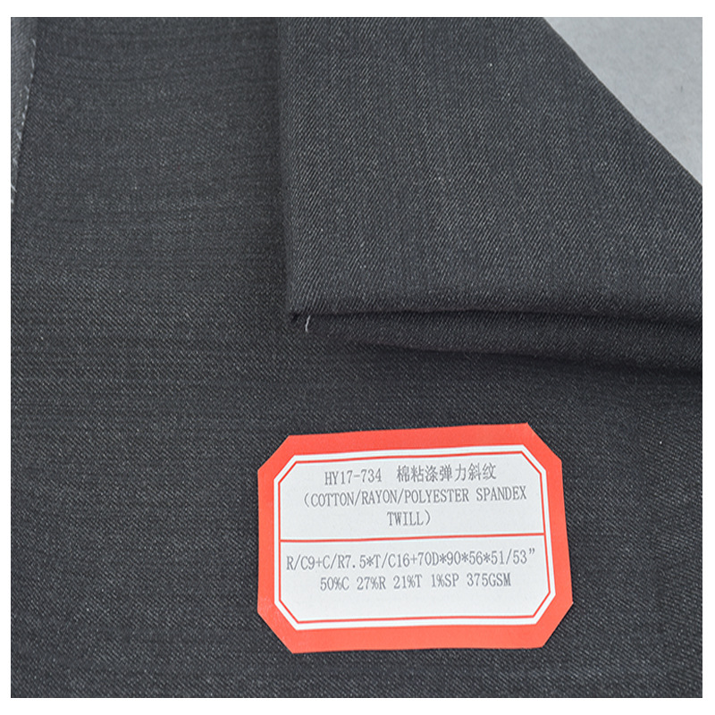 Cotton Viscose Polyester Stretch Twill Export Trousers Fabric 27% Viscose 21% Polyester Stretch Trousers Business Wear