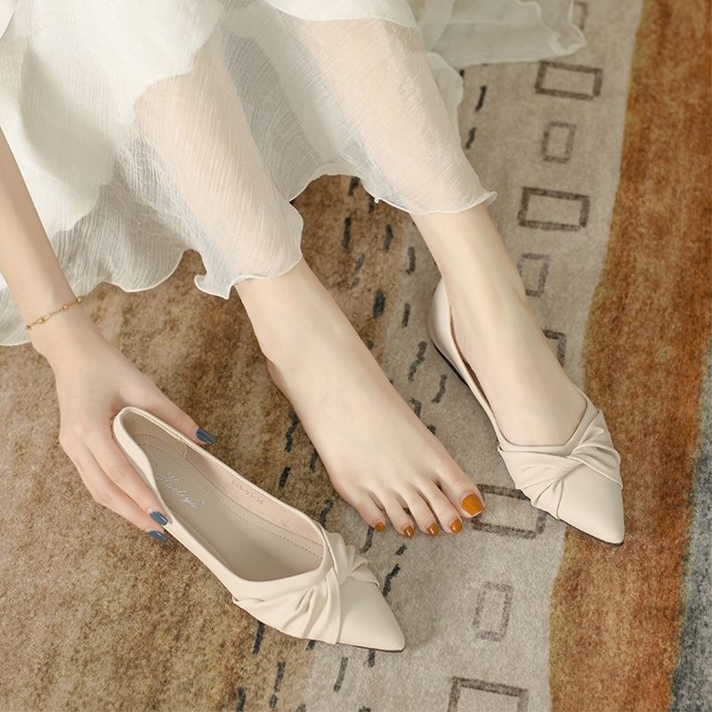 Pointed Shallow Mouth Flat Shoes Women 2023 Spring and Summer New Fashion Comfortable Four Seasons Pointed Peas Shoes Gentle Shoes Women