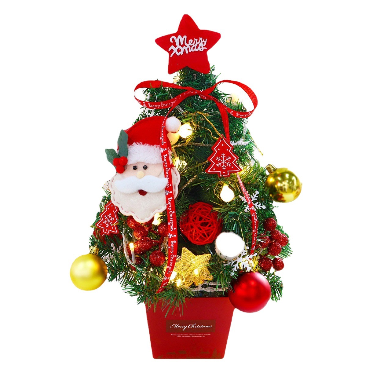 christmas mini christmas tree desktop with lights 50cm golden red package christmas tree tree