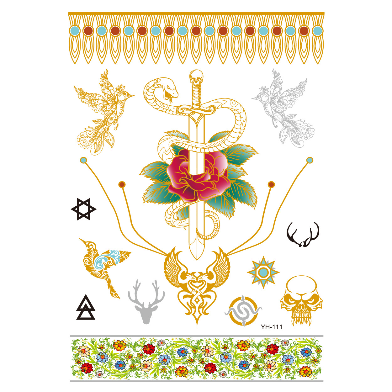 Picture of Bronzing tattoo stickers manufacturers in stock wholesale waterproof tattoo stickers fashion tattoo stickers