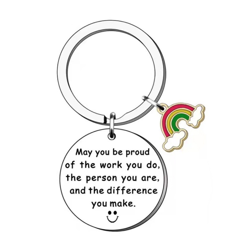 Picture of Cross-border hot sale may you be promise of the work stainless steel keychain rainbow accessories gift