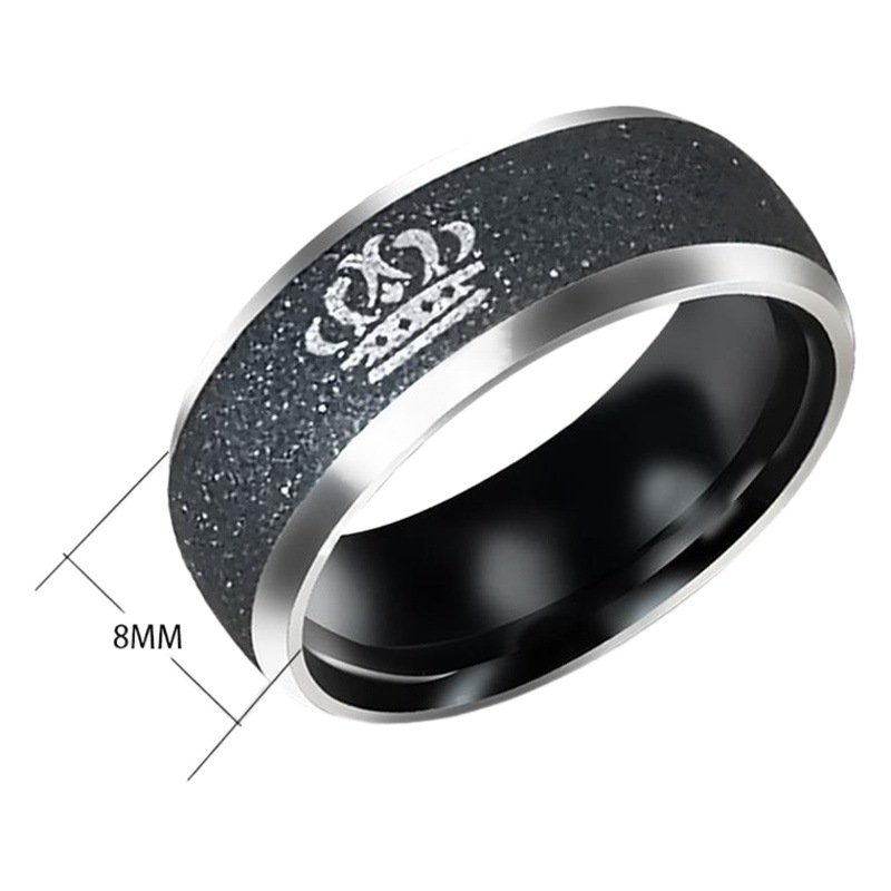 Cross-border jewelry frosted Crown King queen titanium steel ring Crown couple ring Korean style