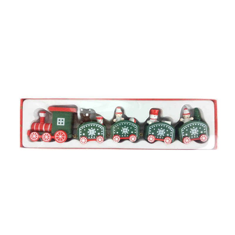 Picture of Strict selection of Christmas decorations Christmas wooden train children's kindergarten Christmas gift window ornaments