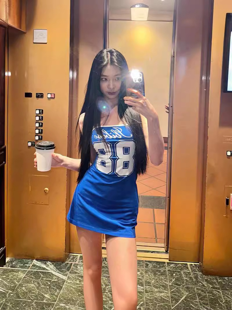 2024 Summer New European and American Foreign Trade Fashion Sexy Tight Printed Hip Skirt Mesh Short Sleeve suit
