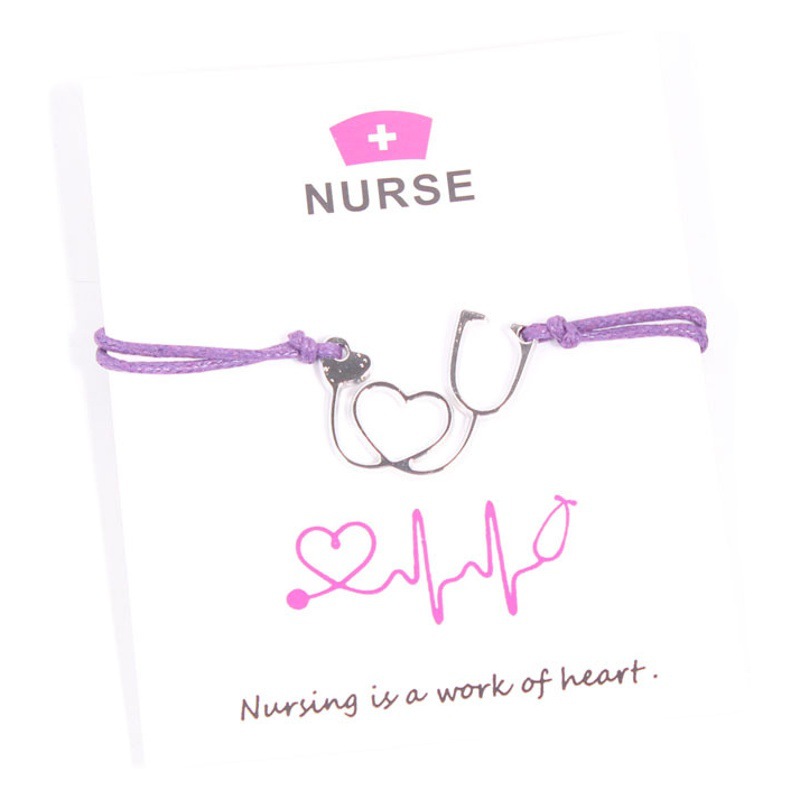NURSE card bracelet stethoscope pendant Doctor NURSE wax rope wish bracelet customer made couple bracelet