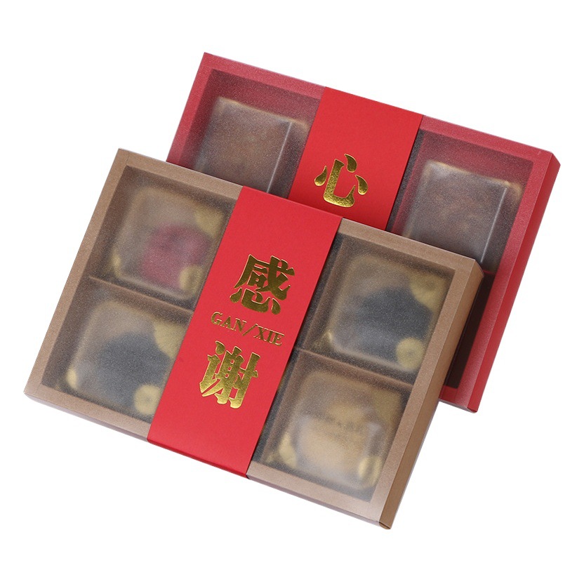 Iceskin Flow Heart Egg Yolk Crisp Mid-Autumn Moon Cake Packaging Box Snow Mei Niang Kraft Paper Gift Box Chocolate Box 100g Pack