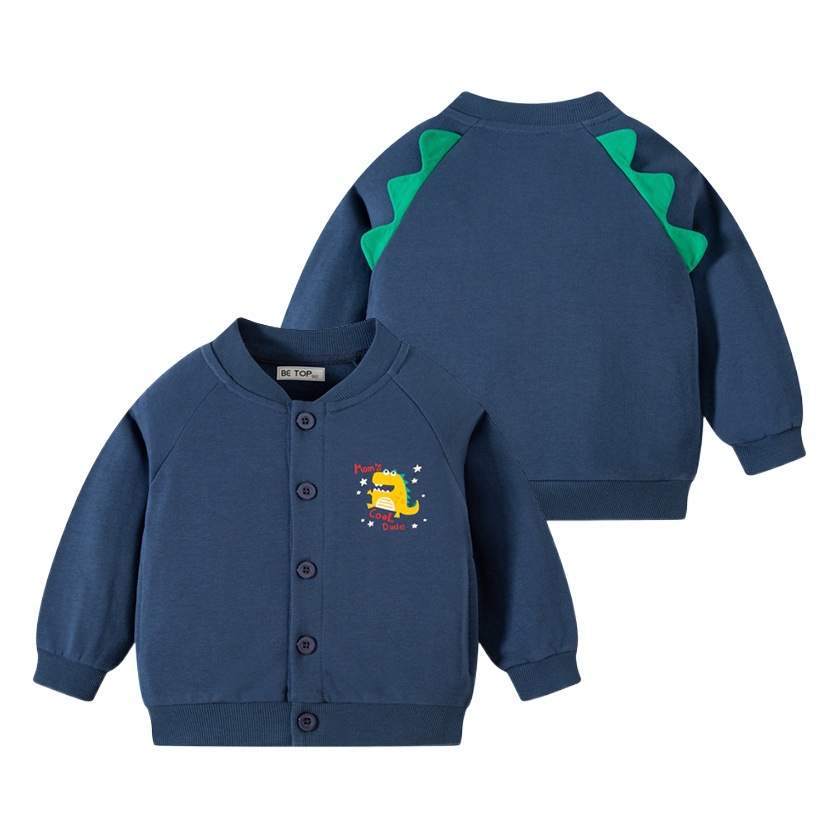 Children's Clothing Autumn and Winter New Kidsren's Single-Row Outwears Baby Tops Boys Cardigans Dinosaur Sweatshirts Trendy One-Piece Drop Shipping