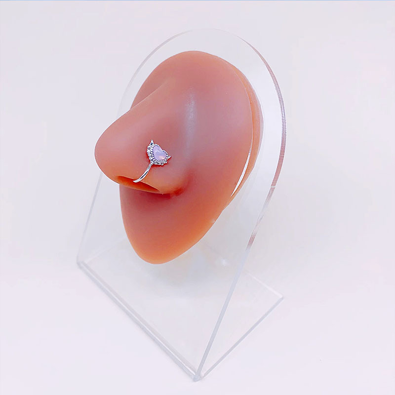 Picture of Gaibei European and American cross-border heart-shaped navel ring Opal navel ring nose clip ear studs body piercing jewelry