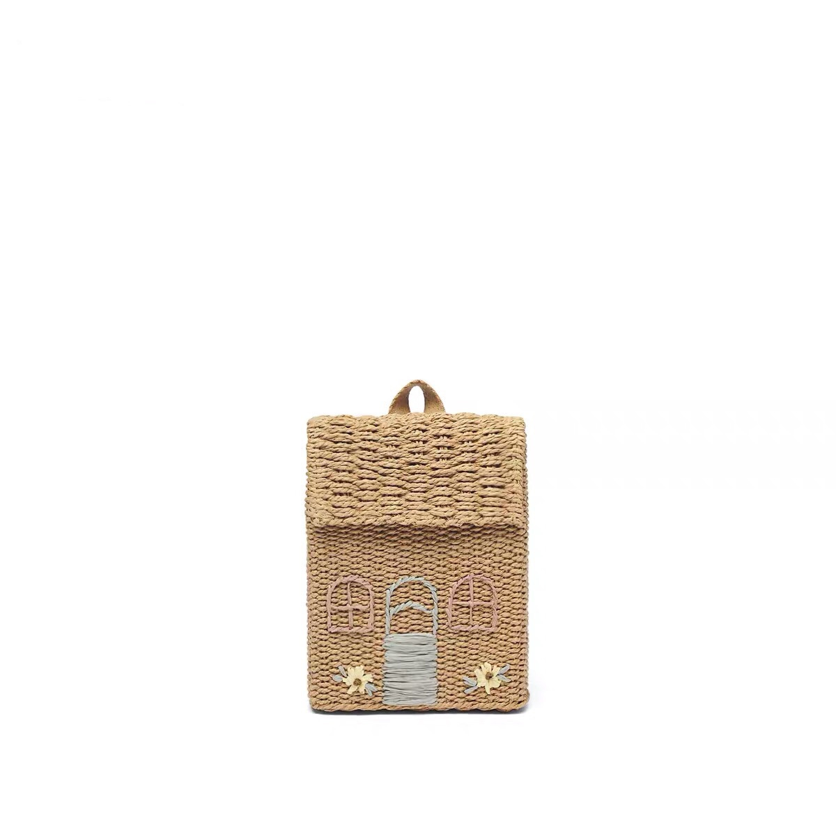 Picture of Children's Backpack Girl's Straw Bag Student's Bag New Children's Bag Cute Small House Woven Backpack Mini