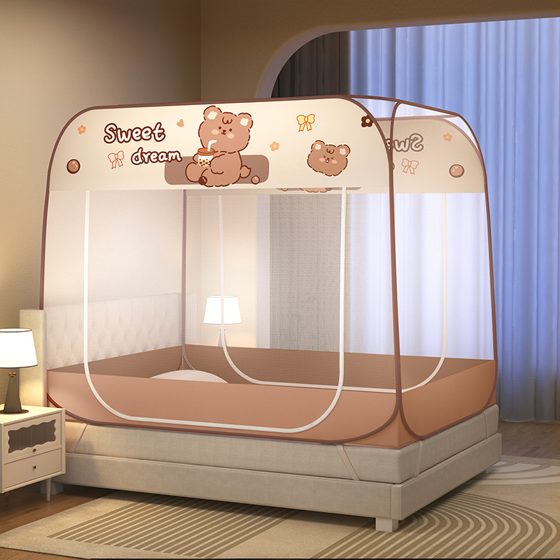 Picture of Installation-Free Square-Top Yurt Mosquito Net, Foldable, for 1.8m Single/Double Beds, 1.2m Bottomless, 1.5m Mosquito-Proof Bed Curtain
