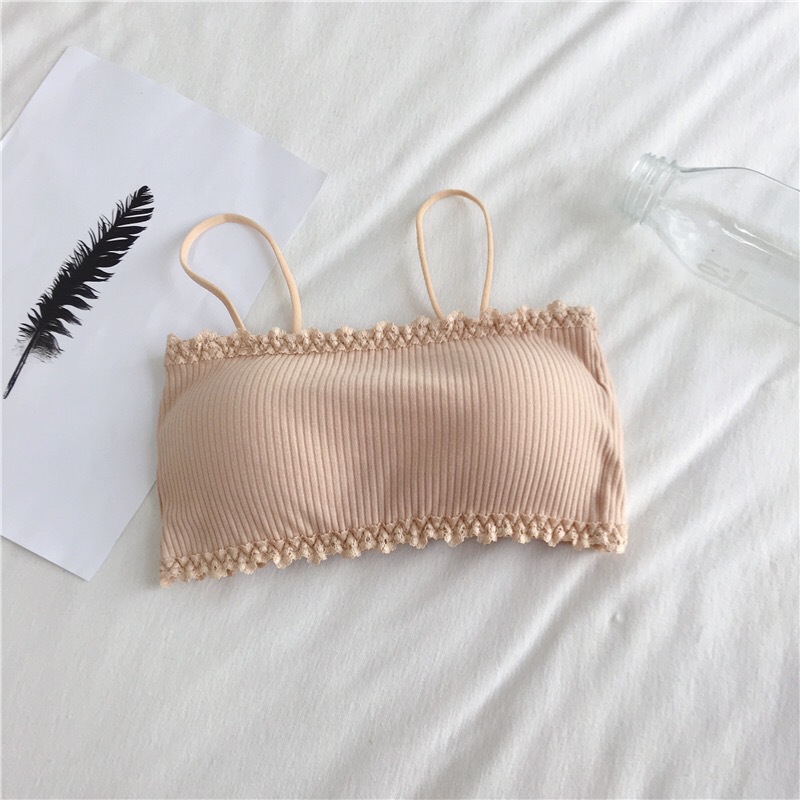 Picture of Cross-border One-line Wai Pure Cotton Sling Strapless Beautiful Back Girl's Non-steel Rings with Chest Pad with Row Buckle Underwear Student
