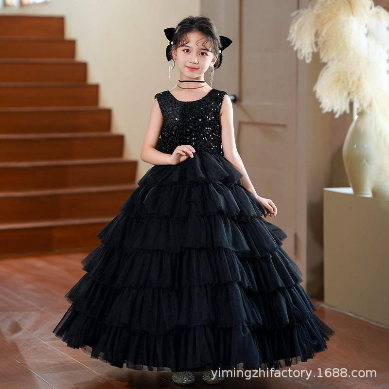 in stock hot girls dress new European and American temperament puffy gauze skirt children cake skirt high-end black Halloween