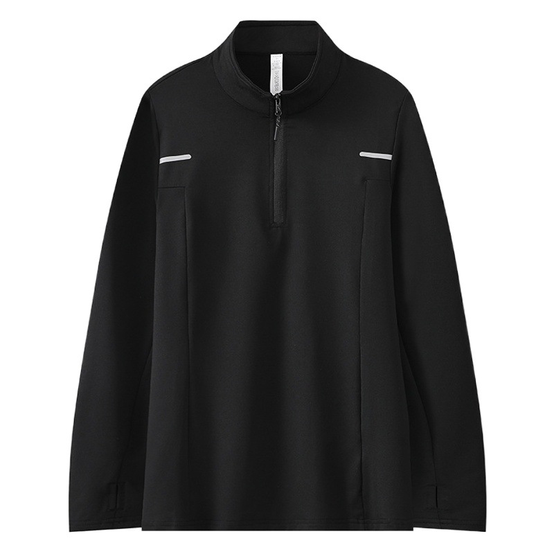 Quick-drying clothes men's outdoor fitness warm leisure sports T-shirt stand collar long sleeve polo shirt half zipper running clothes