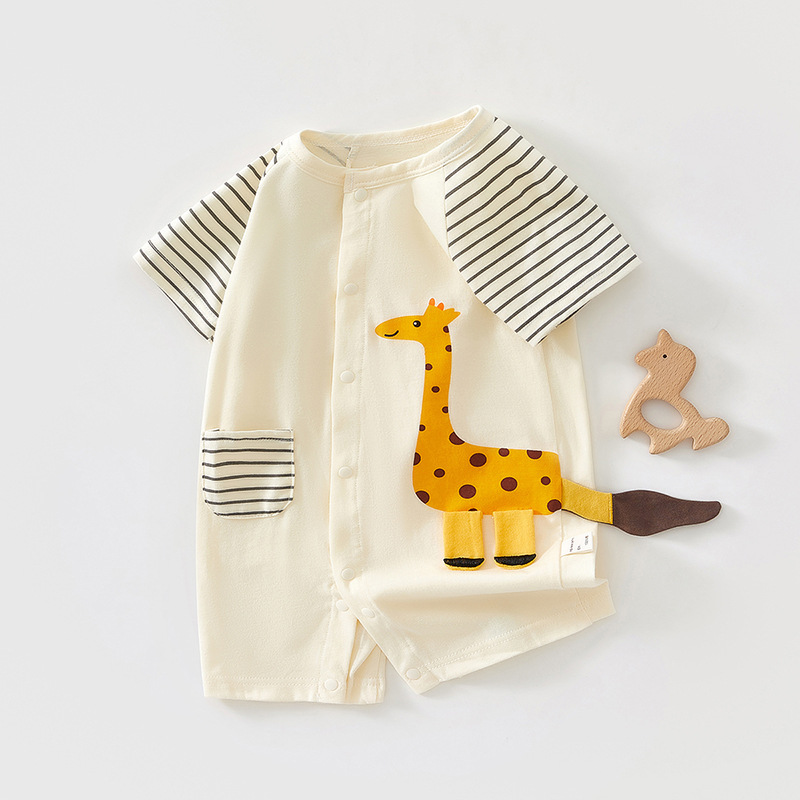 Picture of Baby's jumpsuit summer thin cotton newborn clothes for boys and girls baby super cute climbing clothes cute short sleeve ha clothes