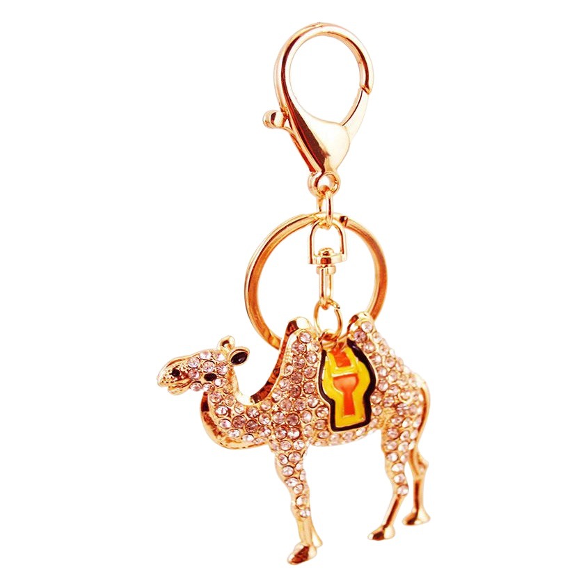 Fashion creative cute diamond-embedded desert boat camel keychain animal metal pendant men's key chain 1202