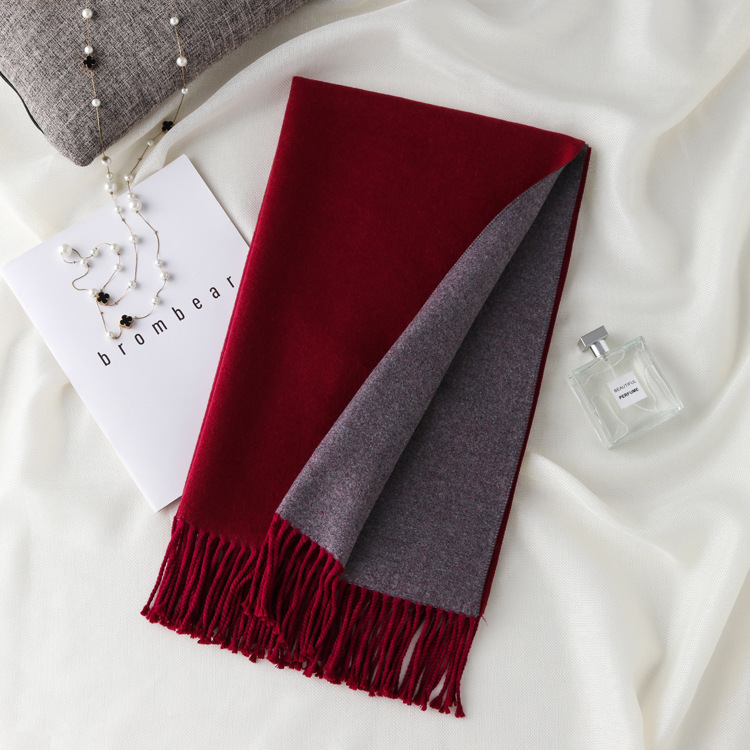 Picture of Korean export autumn and winter new high quality cashmere scarf women's long double-sided color matching shawl warm scarf women