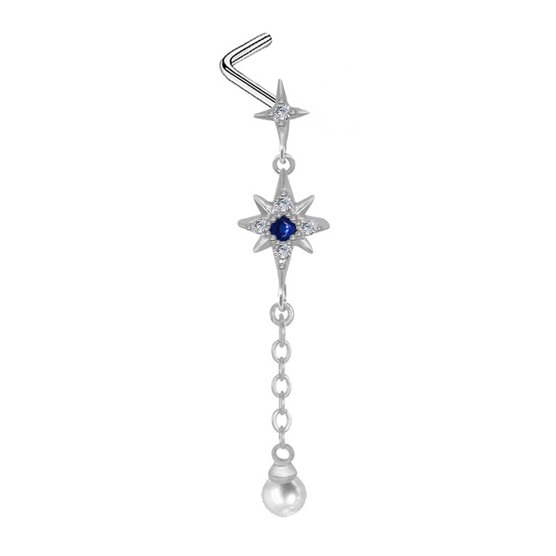 Picture of Gaibei Europe and the United States cross-border pearl heart-shaped nose nail heart-shaped wings bow l rod puncture nose nail puncture factory