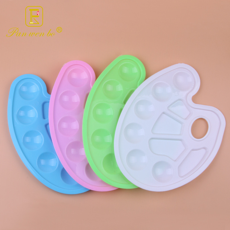 Factory wholesale diy children's painting blue plastic hand-held oval painting palette student graffiti art supplies