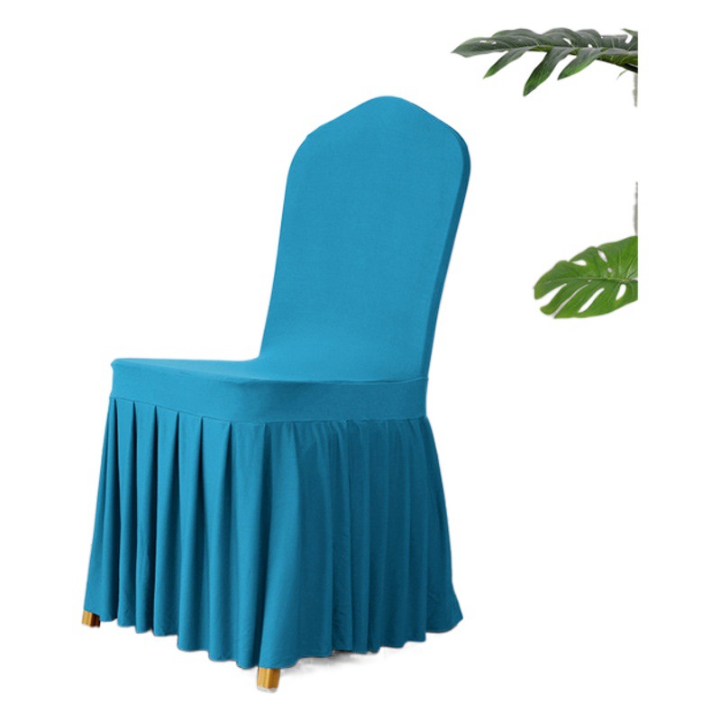 Picture of Chair Cover Thickened Stretch Pleated Skirt Dining Chair Cover Hotel Wedding Banquet Event Stool Cover Hotel Cloth