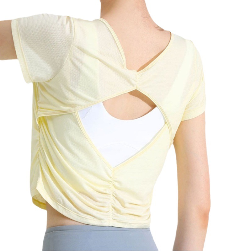 Qiaoyi cool fitness top women's breathable short-sleeved thin yoga top running sports T-shirt blouse summer