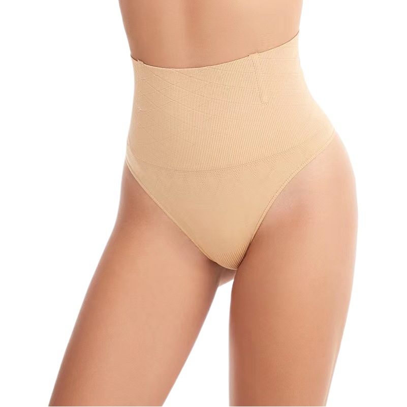 Cross-border sexy high waist seamless thong with Fishbone body shaping waist women's underwear hip lifting belly shaping pants